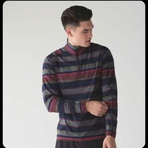 Lululemon Surge Warm 1/2 Zip Road Stripe Nautical Navy Element